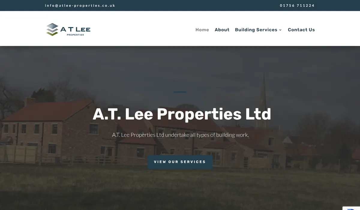 Homepage of the A.T. Lee Properties website, designed by FUZZ UK