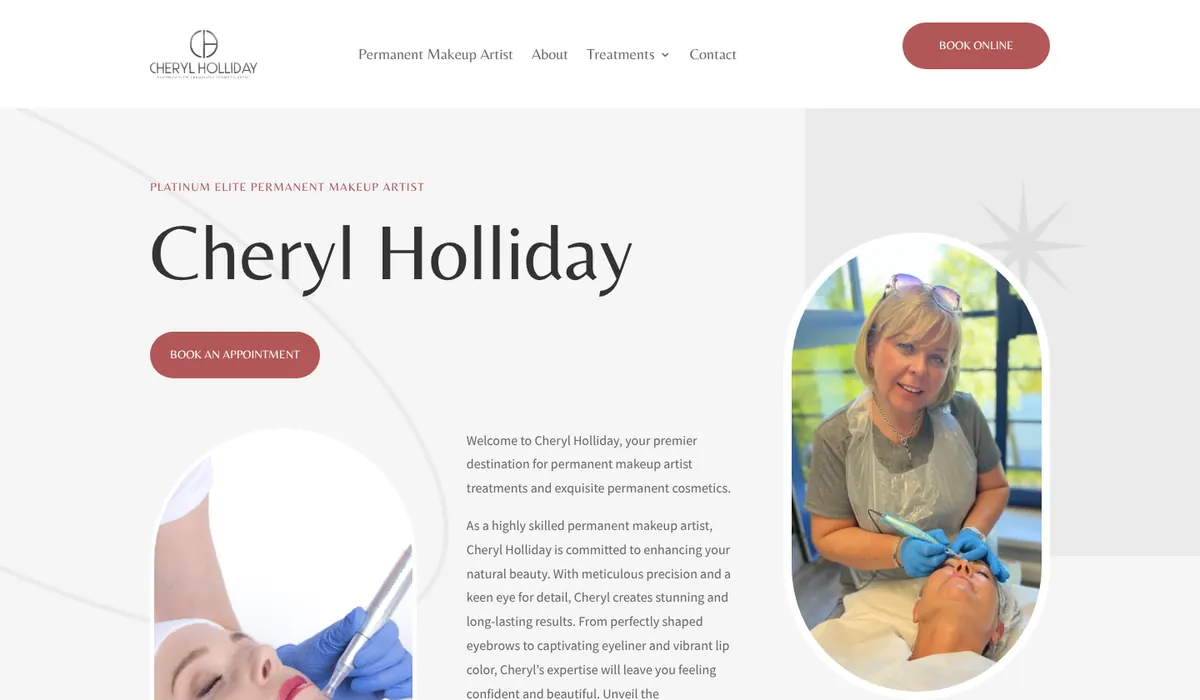 Homepage of the Cheryl Holliday website, designed by FUZZ UK