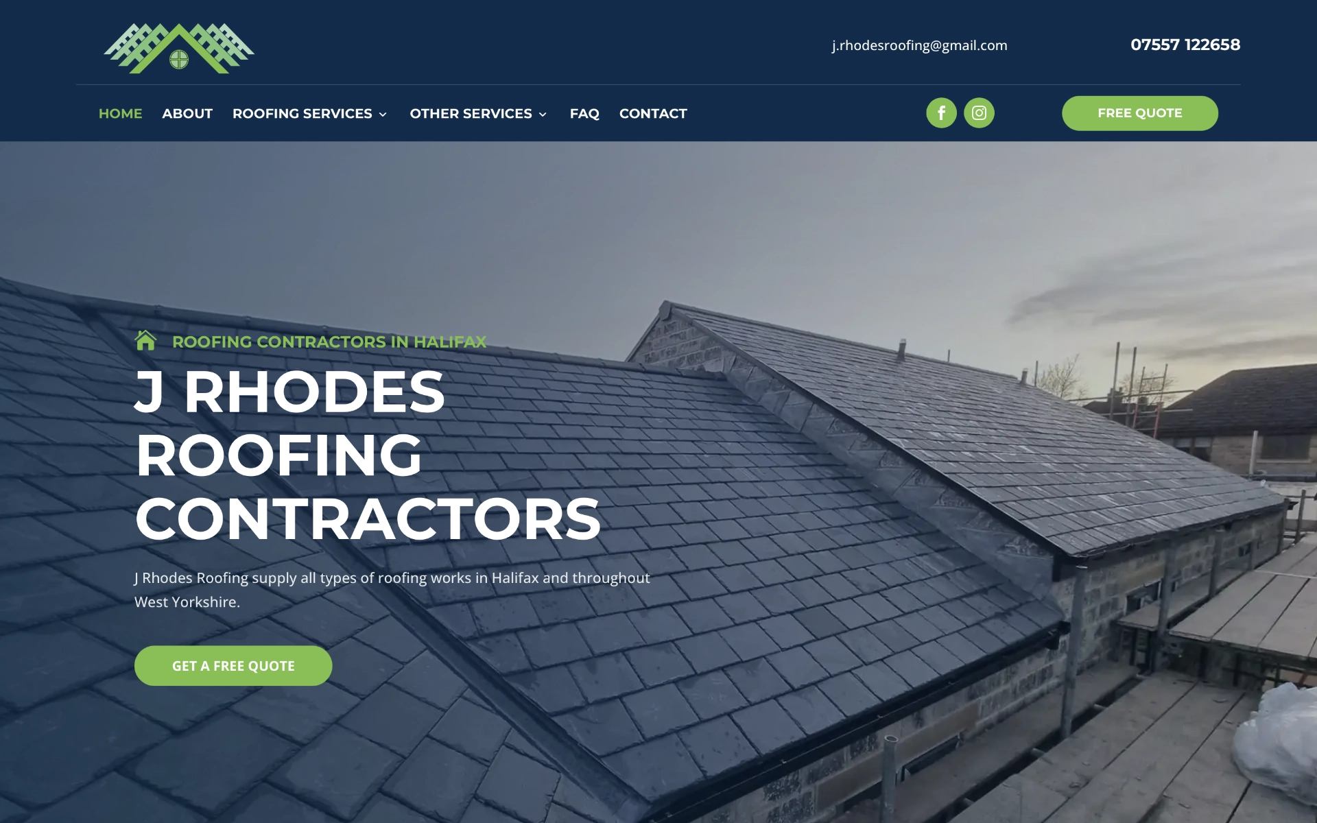 J Rhodes Roofing contractor website