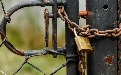 Padlock securing a gate, representing WordPress website security
